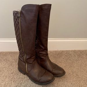 Brown faux leather boots